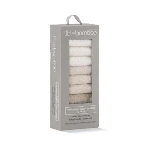 Lil Bamboo 10 Pack Washer Towelling Iced Coffee | Baby Bunting AU