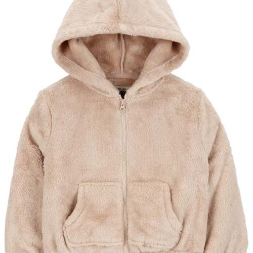 Tan Baby Velour Zip-Up Jacket - Tan | Carter’s Oshkosh Canada