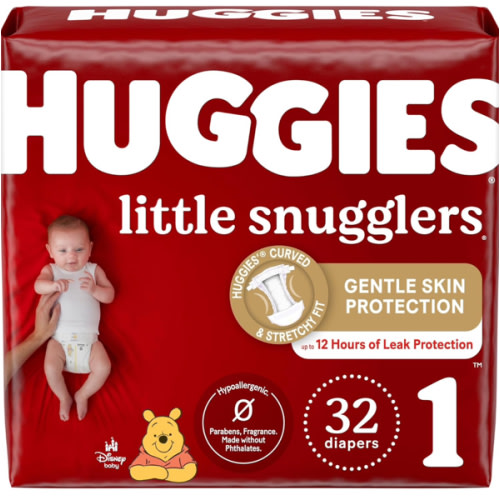Huggies Size 1 Diapers, Little Snugglers Diapers, (8-14 lbs), 32 Count, Newborn