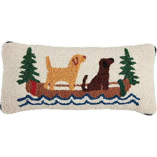 Mud Pie Canoe Hook Wool Pillow; 8" x 18"