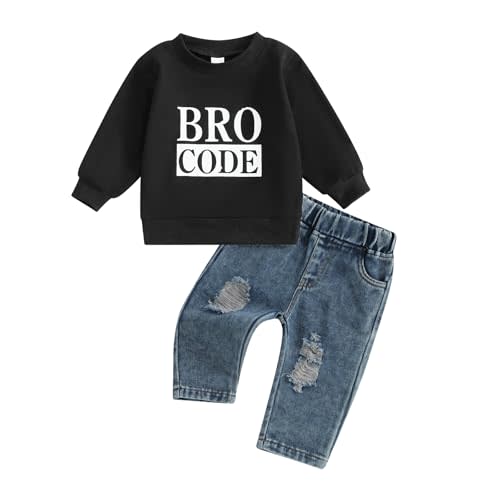 Ledy Champswiin Infant Baby Boy Clothes Set Denim Pants & Long Sleeve Sweatshirt Tops 2PCS Fashion Toddler Boy Jeans Outfit