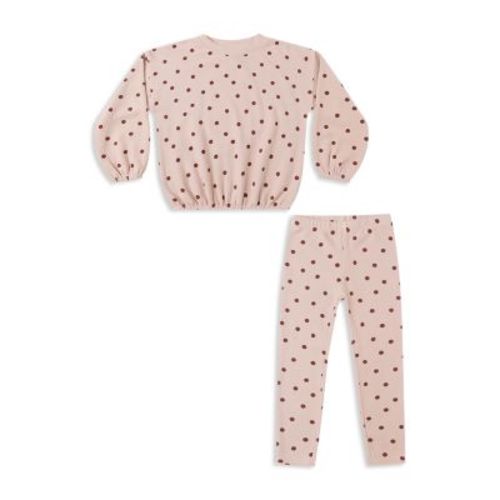Girls' Spongey Knit Dot Print Sweatshirt & Leggings Set - Baby