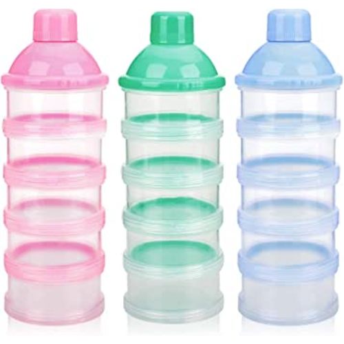 Accmor Formula Dispenser On The Go, 5 Compartments Stackable Formula Container for Travel, Baby Milk Powder Kids Snack Container, BPA Free