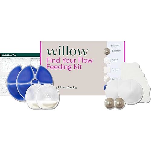 Willow Find Your Flow Feeding Kit, 13-Piece Breastfeeding Essentials Kit, Nipple Protection & Pain Relief from Common Breastfeeding Problems, Postpartum Essentials