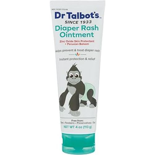 Dr. Talbot's Baby Diaper Rash Ointment - 4 oz - Zinc Oxide Skin Protectant with Peruvian Balsam - Treats and Prevents Rash