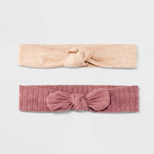 Baby Girls' 2pk Cotton Soft Headband Set - Cat & Jack™ Cream/pink Newborn