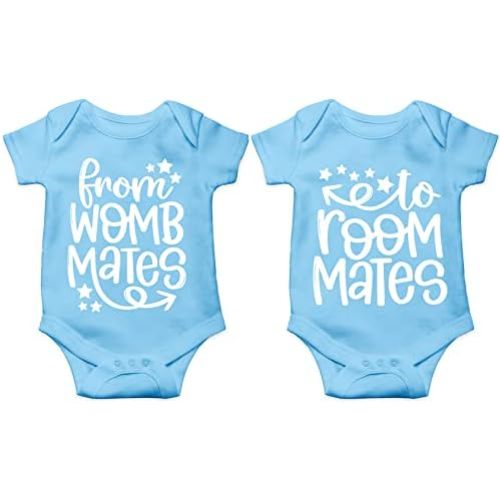 AW Fashions From Womb Mates To Room Mates Baby Bodysuit Funny Cute Newborn Announcement Adorable Outfit