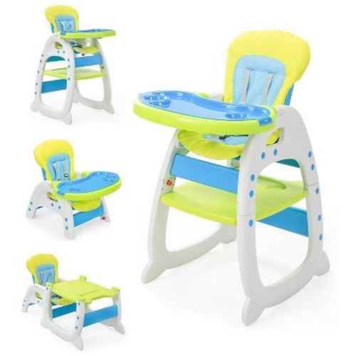 Sandinrayli 3-in-1 High Chair for Babies and Toddlers, Convertible Booster Seat, Feeding Tray and Backrest, Green