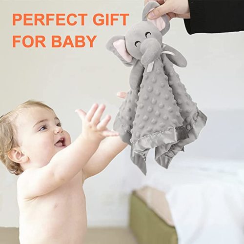 Pro Goleem Elephant Security Blanket Soft Baby Lovey Unisex Lovie Baby Gifts for Newborn Boys and Girls Baby Snuggle Toy Baby Elephant Stuffed Animal Grey 16 Inch