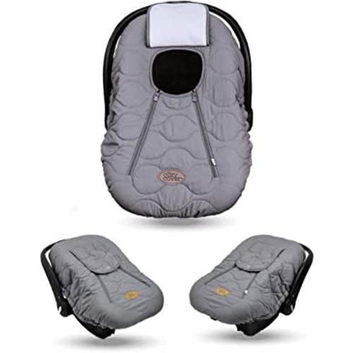 Cozy Cover Infant Car Seat Cover (Gray Quilt) - The Industry Leading Infant Carrier Cover Trusted by Over 6 Million Moms Worldwide for Keeping Your Baby Cozy & Warm