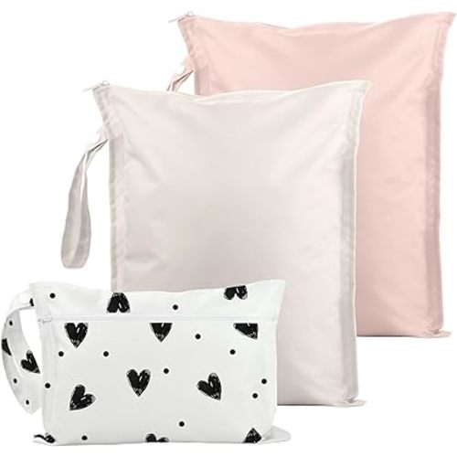 Wet Bag for Swimsuit - 2 Pack Waterproof Wet Dry Bag for Clothes - Baby Diaper Bag - Travel Laundry Daycare Bags - Baby Beach Essentials - Bogg Bag Accessories