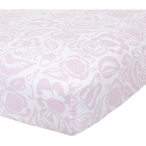 aden + anais Essentials Classic Crib Sheet, 100% Cotton Muslin, Super Soft, Breathable, Tailored Snug Fit, Damsel - Savoy