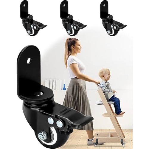 4 Wheel Accessories with Safety Locks for Stokke Tripp Trapp High Chair- 360°Rotation - Makes Tripp Trapp High Chair Mobile - Increases Convenience of High Chair