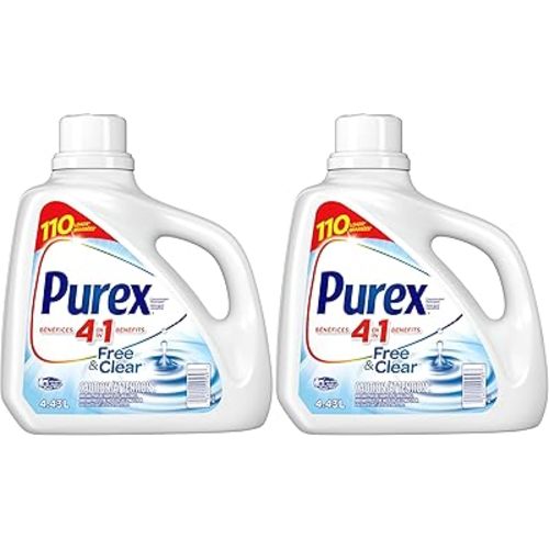 Purex Free and Clear Liquid Detergent for Sensitive Skin, 4.43 Liters (Packaging May Vary) (Pack of 2)