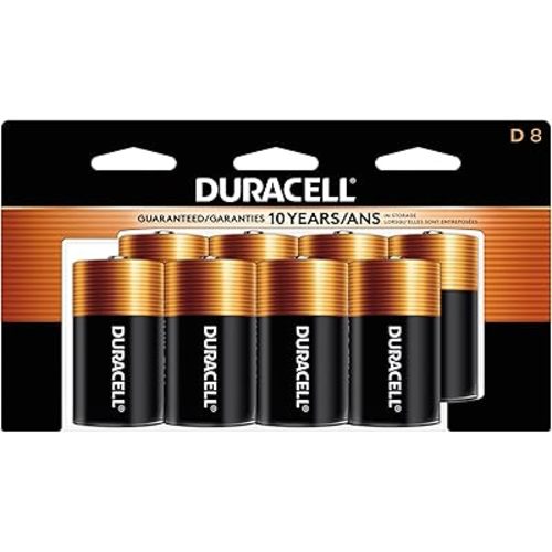 Duracell Coppertop D Batteries, 8 Count Pack, D Battery with Long-lasting Power, All-Purpose Alkaline D Battery for Household and Office Devices