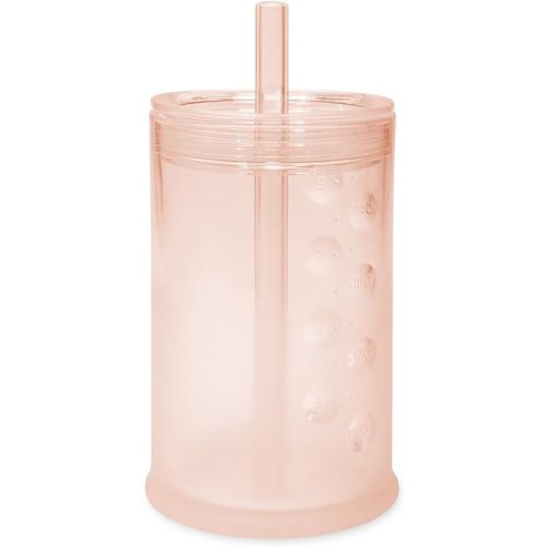 Olababy Clear View Silicone Training Cup with Straw Lid | Toddler Sippy Trainer 12mo+ | Unbreakable Water Drinking Cups for Kids 2yr+ | Baby Led Weaning & Feeding Supplies (Coral, 9 oz)
