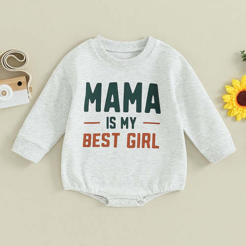 Baby Boy Girl Fall Bodysuit Long Sleeve Crew Neck Mama is my Best Girl Print Jumpsuit Romper Size 3M