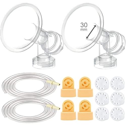Maymom Breast Pump Kit Compatible With Medela Pump in Style Advanced Breast Pumps PISA; X-Large Breastshield (one-piece, 30 mm), 4 Valve, 6 Membrane, & 2 PumpinStyle Tubing; Replace Medela Valve, Tube