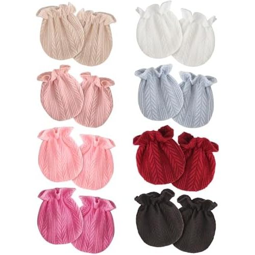 8 Pairs Newborn Baby Mittens No Scratch Wrist Gloves Infant Baby Mittens for Newborn Baby Boy Girl Toddler 0-6 Months