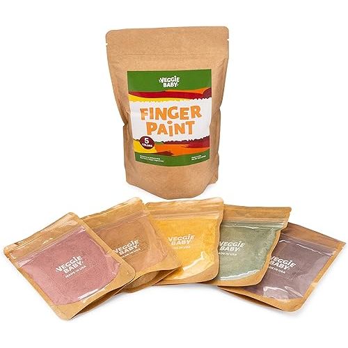 Vegan Finger Paints for Toddlers, Organic Baby Safe Coloring, Play, Made in USA (5 Colors)