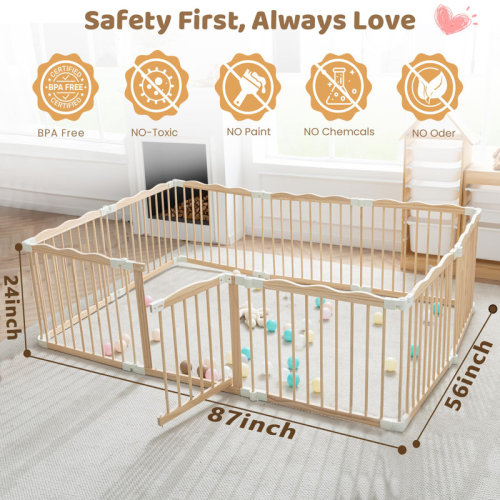 GGF BABY Foldable Solid Wood Baby Playpen With Wave-Shaped Top | Wayfair
