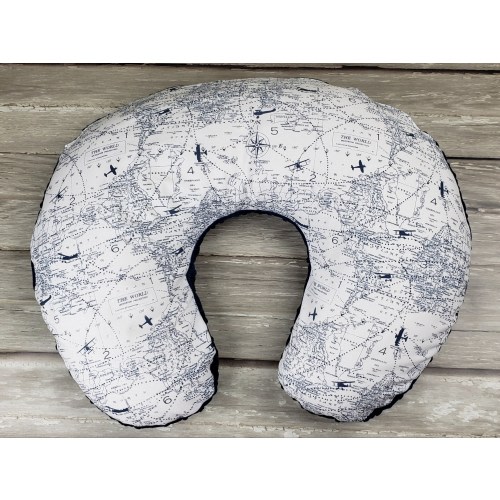 World map nursing pillow cover, Nursing accessories, Navy airplane, Atlas, Airforce, compass, nursery accessories, Airplane theme