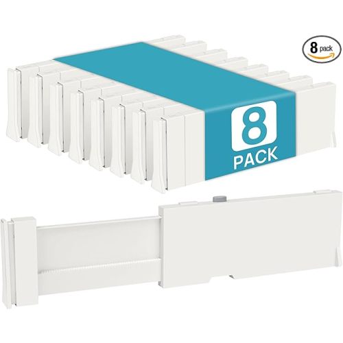 Vtopmart Drawer Dividers for Clothes 8 Pack, Adjustable 4" High Expandable from 11.6"-17" Dresser Drawer Organizer, Plastic Drawers Separators for Dresser, Baby Clothes, Kitchen and Office Storage