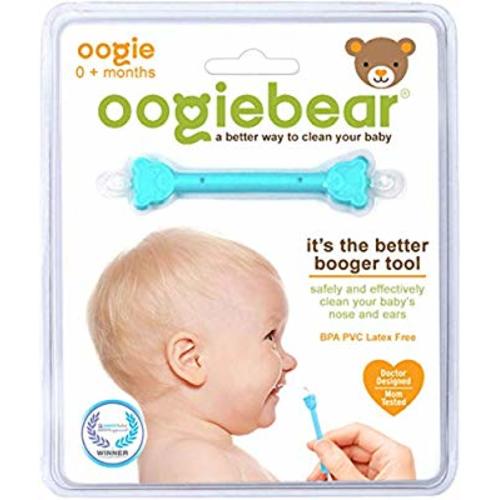 oogiebear - The Safe Baby Nasal Booger and Ear Cleaner; Baby Shower and Registry Essential Snot Removal Tool - 1 Count - Blue