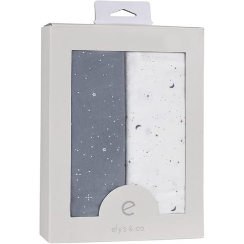 Ely’s & Co. Pack and Play Sheets, for Mini/Portable Crib, 2 Pack Fitted Playpen Play Yard Sheet Set Compatible with Graco Pack n Play, for Baby Boys, 100% Cotton, Celestial Blue Print, 38”x24”x5”