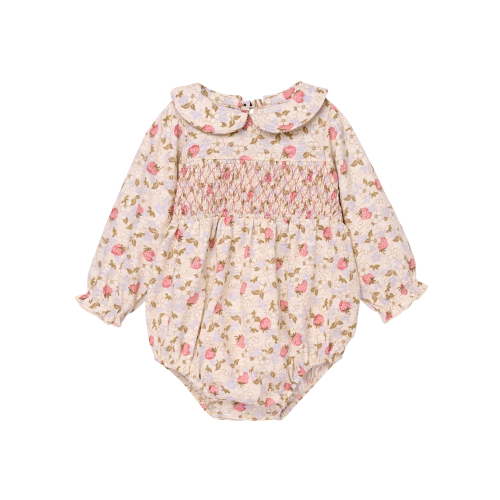 Modern Moments by Gerber Baby Girl Smocked Long Sleeve Bubble Romper, Sizes 0/3 Months - 24 Months