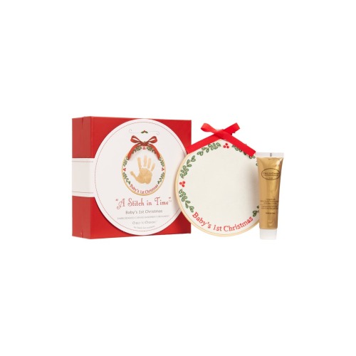Baby's First Christmas Embroidered Canvas Handprint Ornament