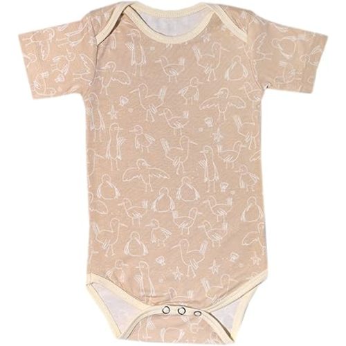 Copper Pearl Short Sleeve Bodysuit Baby: Ultra Soft Bodysuits for Newborns, Boys, Girls, and Infants - Stylish, Comfortable, Overlap Shoulders, Premium Knit Fabric - Sandy, Newborn