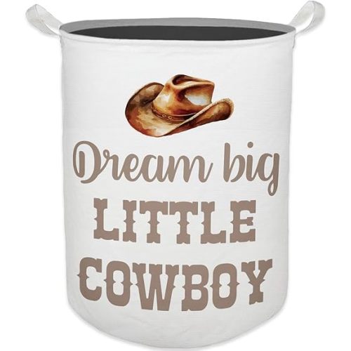 HKTZM Cowboy Nursery Laundry Basket, Toybox for Boys Room, Western Baby Cowboy Laundry Basket Hamper Waterproof Collapsible Clothes Toys Storage Bin Organizer for Kids Room Playroom Bathroom
