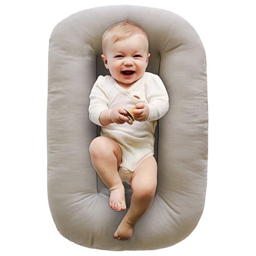 Snuggle Me Organic Bare | Baby Lounger & Infant Floor Seat | Newborn Essentials | Organic Cotton, Fiberfill | Birch