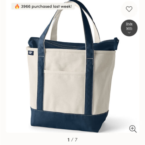 Medium Natural 5 Pocket Open Top Canvas Tote Bag | Lands' End