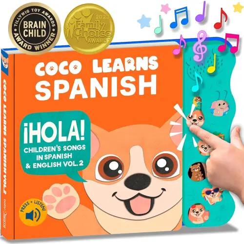 Vol. 2 | Musical Spanish Books for Kids 1-3, Spanish Toys for Babies & Toddlers 1-3, Baby & Toddler Spanish Books, Bilingual Learning Toys for 1 Year Old, Libros Para Bebes Español