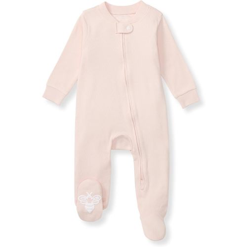 Burt's Bees Baby Girls Zip Front One-Piece Pajamas, Sleep & Play Loose Fit, 100% Organic Cotton