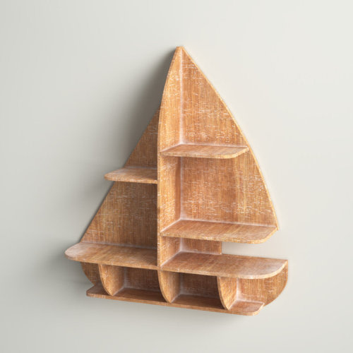 Sand & Stable™ Baby & Kids Wood 8 Cubbies Sail Boat Wall Shelf & Reviews | Wayfair