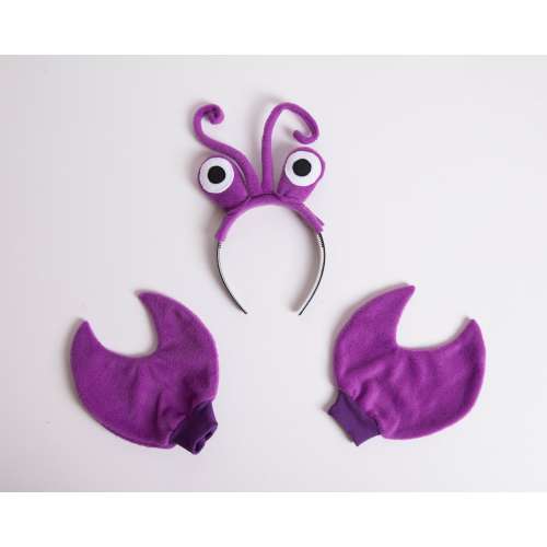 Purple Crab Eyes Headband and Crab Claws, Children's or Adult's Photo Prop, Pretend Play Purple Crab, Crab Halloween Set