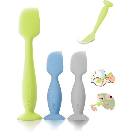 Diaper Cream Spatula, 2 Pack Butt Spatula Baby, Silicone Diaper Cream Applicator, Full-Size + Mini Butt Paste Spatula for Babies, Newborn Baby Necessities (Green+Blue+Grey)