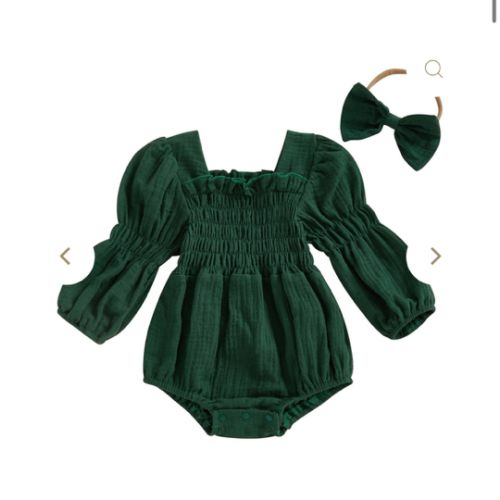 Lantern Sleeve Muslin Romper