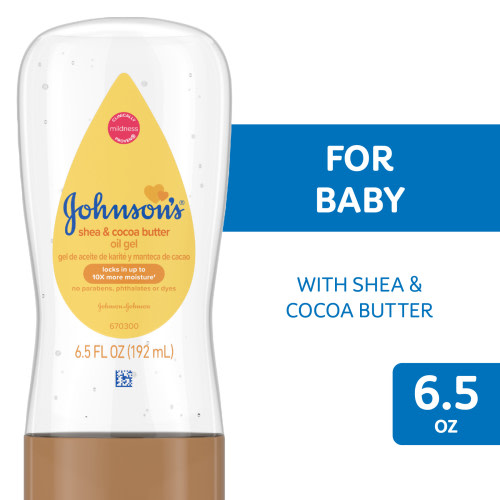 Johnson's Baby Body Moisturizing Oil Gel with Shea & Cocoa Butter, Nourishes, 6.5 fl oz