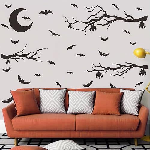 Halloween Bat Wall Decals for Window and Home Decoration - Eve Decor With Branches