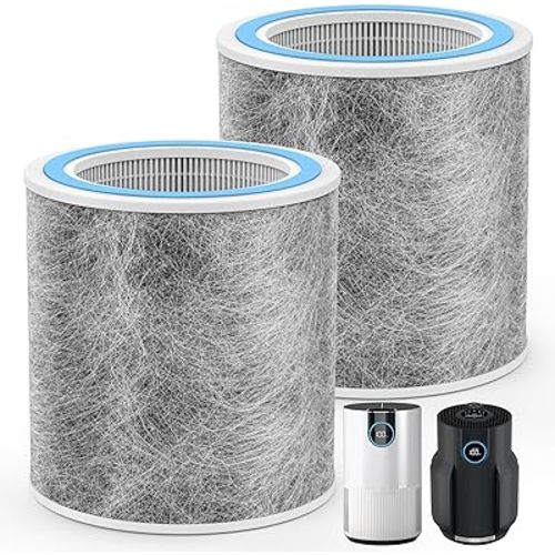 2 Pack HP102 Replacement Filter Compatible with Shark HP102, HP152, HP153, HP102PET, HC452, HP132, HC450, HC451, HC455 Air Puri-fier, True HEPA for 99.97% of Particles, Part #HE1FKPET, HE1FKBAS