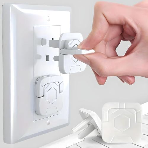 60 Pack Outlet Covers Baby Proofing with Pull Handle- Plug Covers Baby Proofing- White Baby Proof Outlet Covers 3 Prong Child Proof Outlet Cover- Shock Prevent Plug Protectors Baby Proof Plug Covers