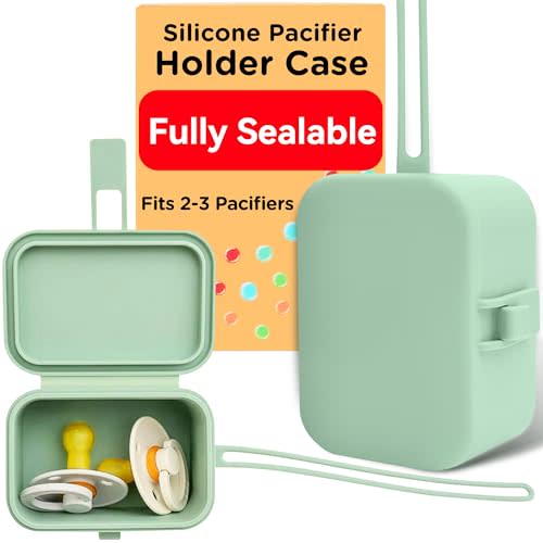 Baby’s Aid Silicone Pacifier Holder Case for Diaper Bag, Stroller, or Purse, 100% Food-Grade Pacifier Pod, Pacifier Storage Case, Pacifier Travel Case, Silicone Baby Pacifier Case, Holds 2-3 Pacifiers