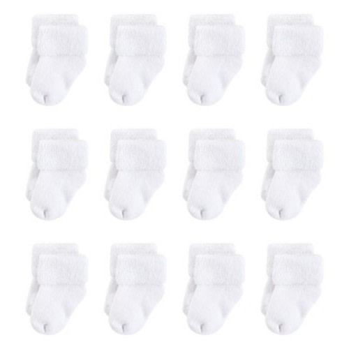 Touched by Nature Baby Unisex Organic Cotton Socks, White Terry, Size: 0-6 months