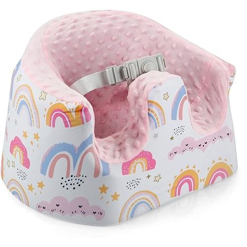 Baby Seat Cover Compatible with Bumbo Seat, Removable Floor Soft Seat Cover for Boys & Girls, Breathable & Anti-Slip, Machine Washable, Pink