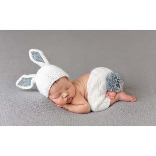 The Blueberry Hill Bailey Bunny Newborn Set - White and Grey, 0-3m