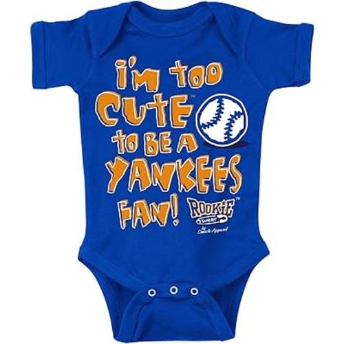 Too Cute to Be a Yankees Fan Baby Apparel for New York Baseball Fans (NB-7T)